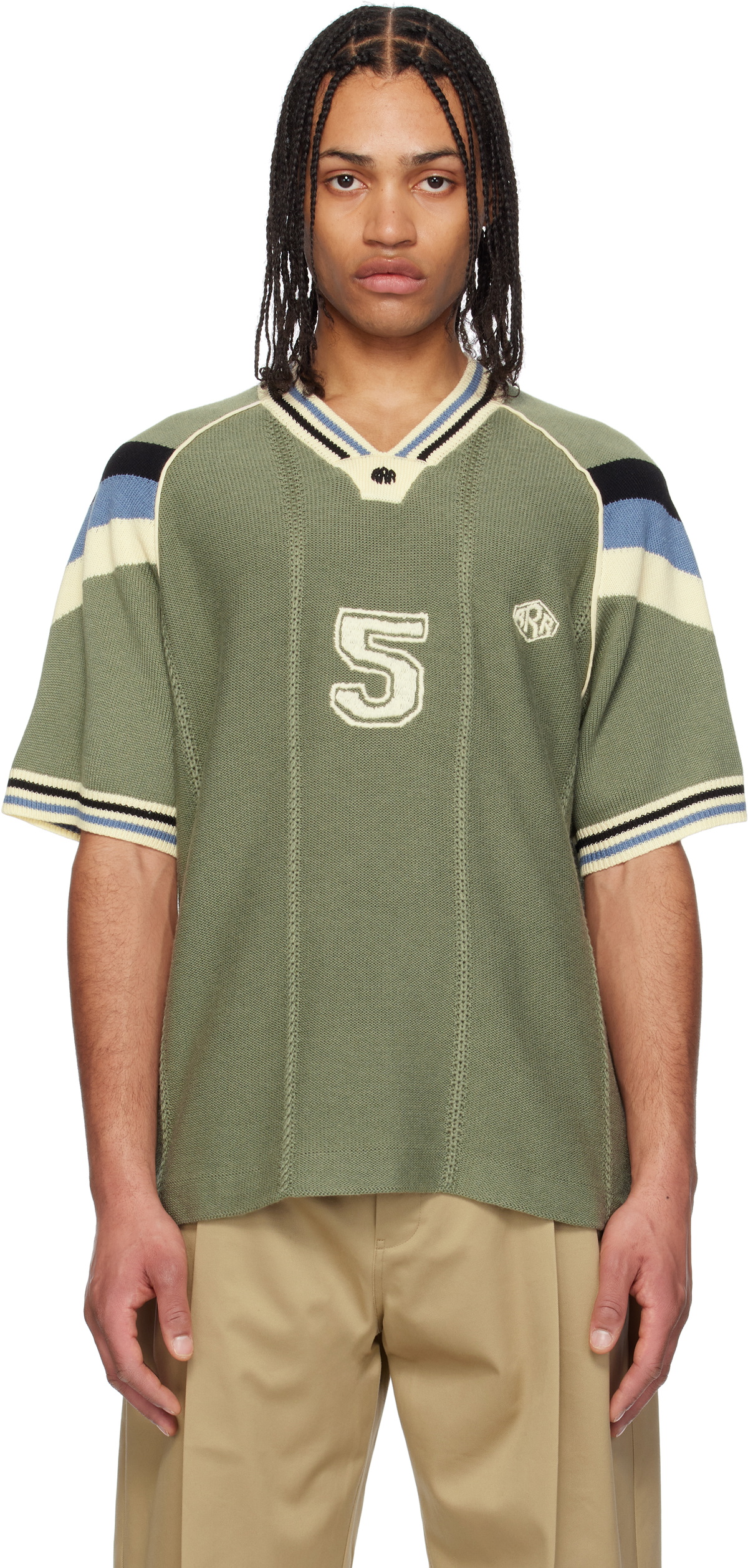 RICE NINE TEN Khaki Knitting Game T-shirt