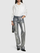 MSGM Silver-coated Denim Low Rise Jeans