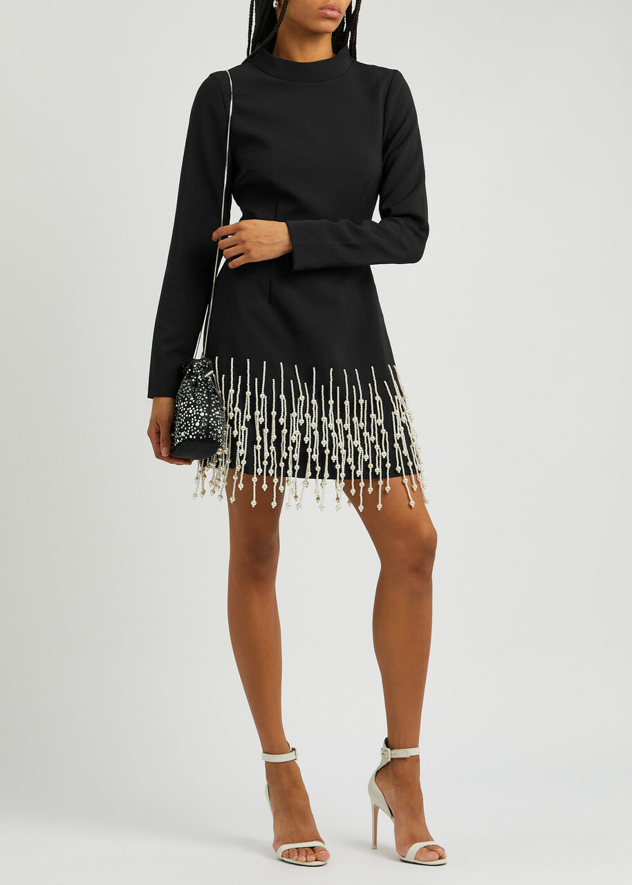 Odd Muse Ultimate Muse Embellished Stretch-crepe Mini Dress Black
