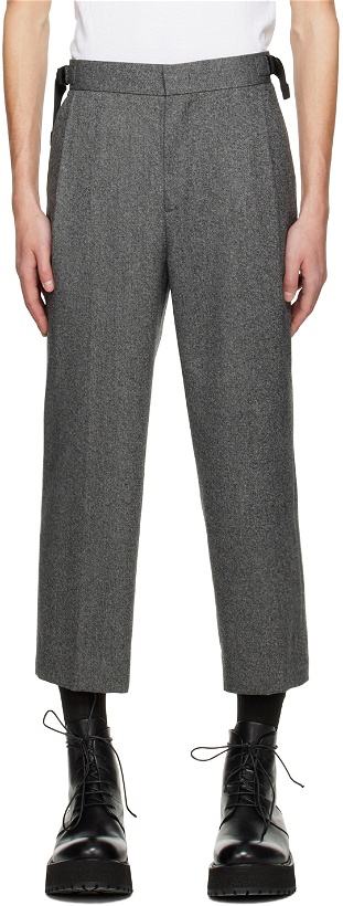 Photo: Solid Homme Gray Belted Cropped Trousers