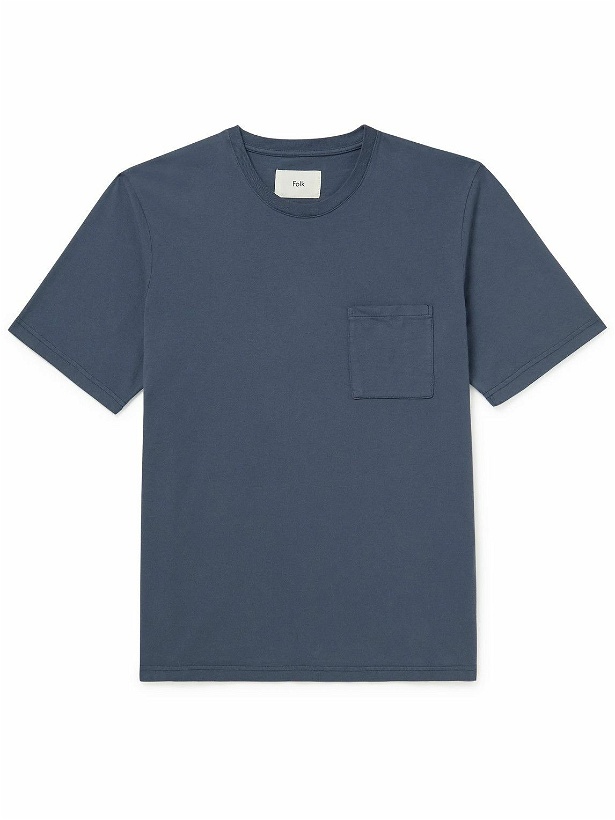 Photo: Folk - Assembly Cotton-Jersey T-Shirt - Blue