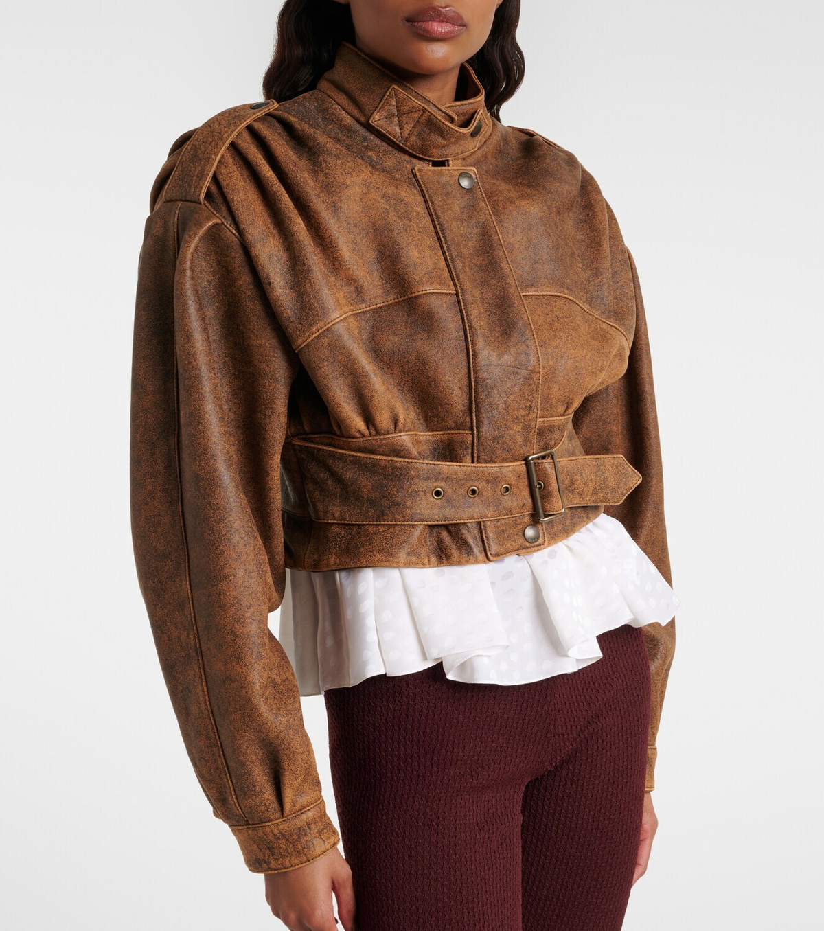 Chloé Cropped leather biker jacket