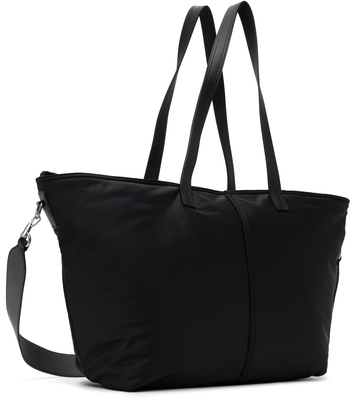 AMI Paris Black Nylon Marcel Small Shopping Tote