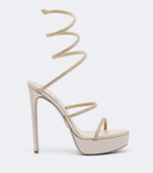 Rene Caovilla Cleo embellished satin platform sandals