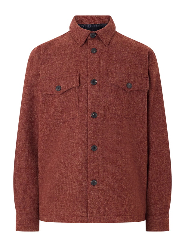 Photo: Portuguese Flannel - Mélange Wool-Tweed Overshirt - Red
