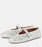 Alaïa Crystal-embellished leather ballet flats
