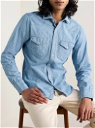 Sid Mashburn - Slim-Fit Cotton-Chambray Western Shirt - Blue
