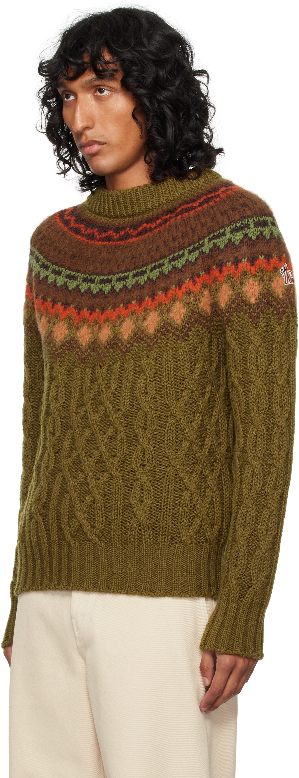 Moncler Grenoble Khaki Wool Sweater