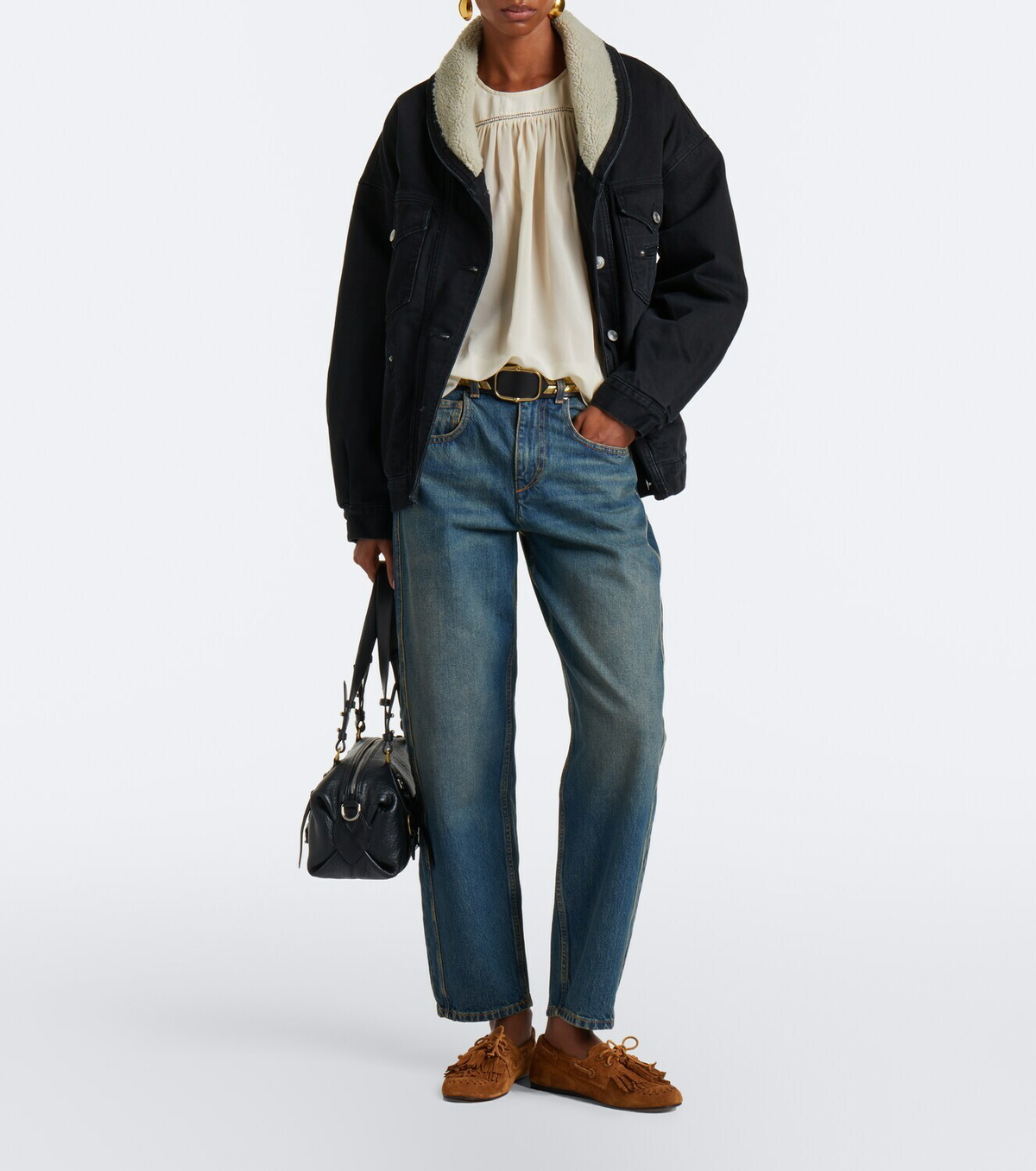 Isabel Marant Pimia fleece-trimmed denim jacket
