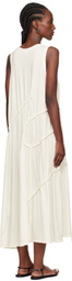 Y's Off-White Chain Stitch Sleeveless Midi Dress