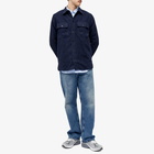 Norse Projects Men's Silas Textured Cotton Wool Overshirt in Dark Navy