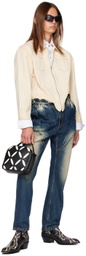 Juntae Kim Blue Gathered Corset Jeans