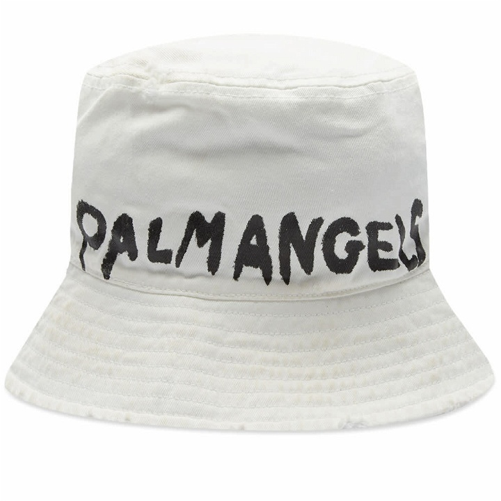 Photo: Palm Angels Men's Logo Bucket Hat in Beige/Black