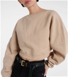 Saint Laurent Cropped cotton fleece sweatshirt
