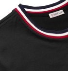 Moncler - Logo-Appliquéd Stripe-Trimmed Cotton-Jersey T-Shirt - Black