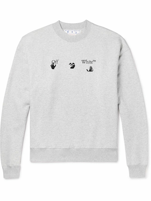 Photo: Off-White - Logo-Print Cotton-Jersey Sweater - Gray