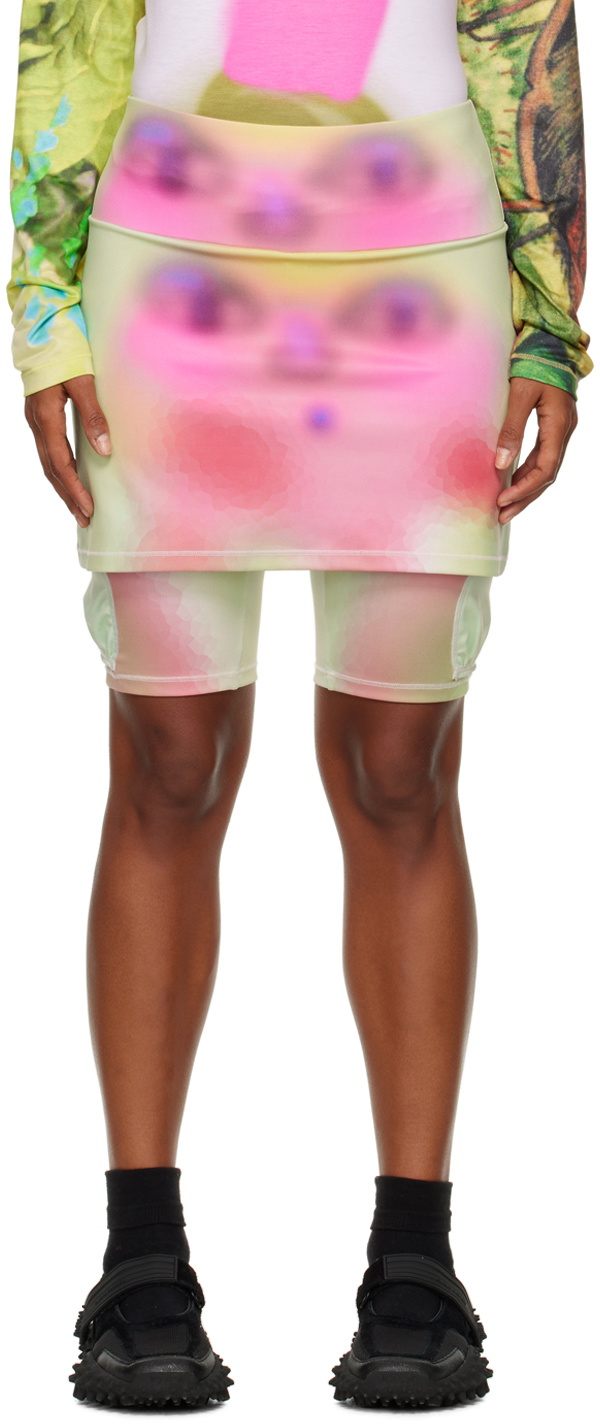 Chopova Lowena SSENSE Exclusive Green & Pink 'Spray Paint Alien' Skort