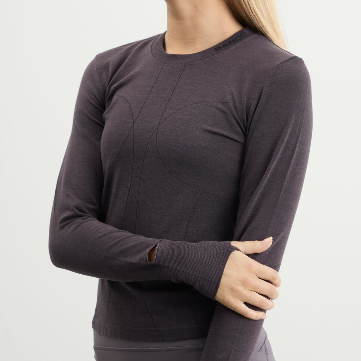 Bandit Women's Wool Long Sleeve Seamless Crewneck in Shadow