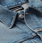 Balenciaga - Cropped Embroidered Distressed Denim Jacket - Men - Mid denim