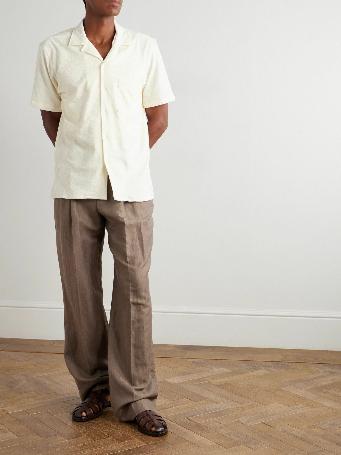 Richard James - Camp-Collar Cotton-Terry Shirt - Neutrals