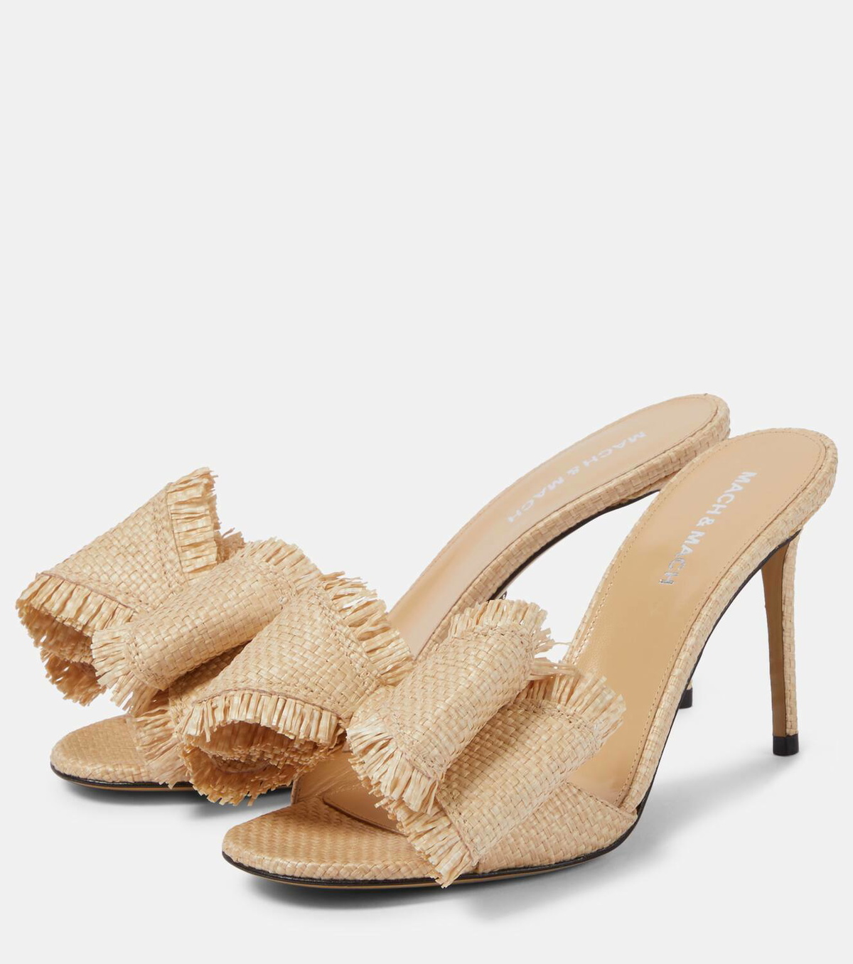 Mach & Mach Le Cadeau 95 bow-detail raffia mules MACH & MACH