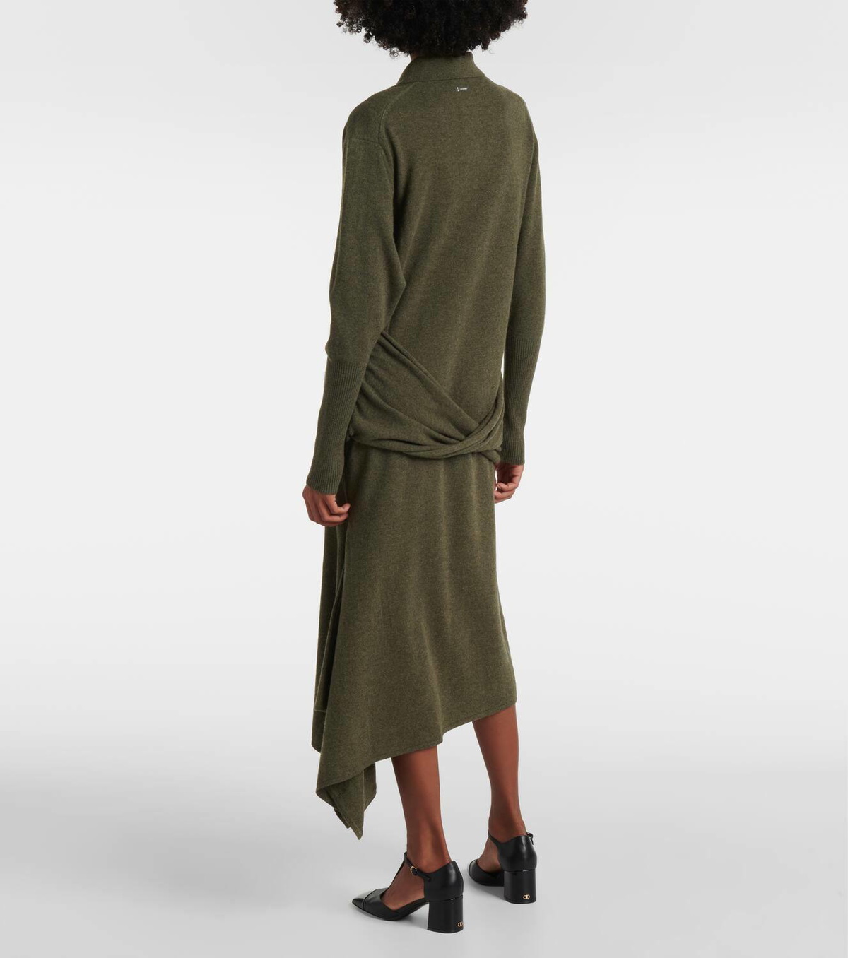 Ferragamo Draped wool and cashmere polo dress