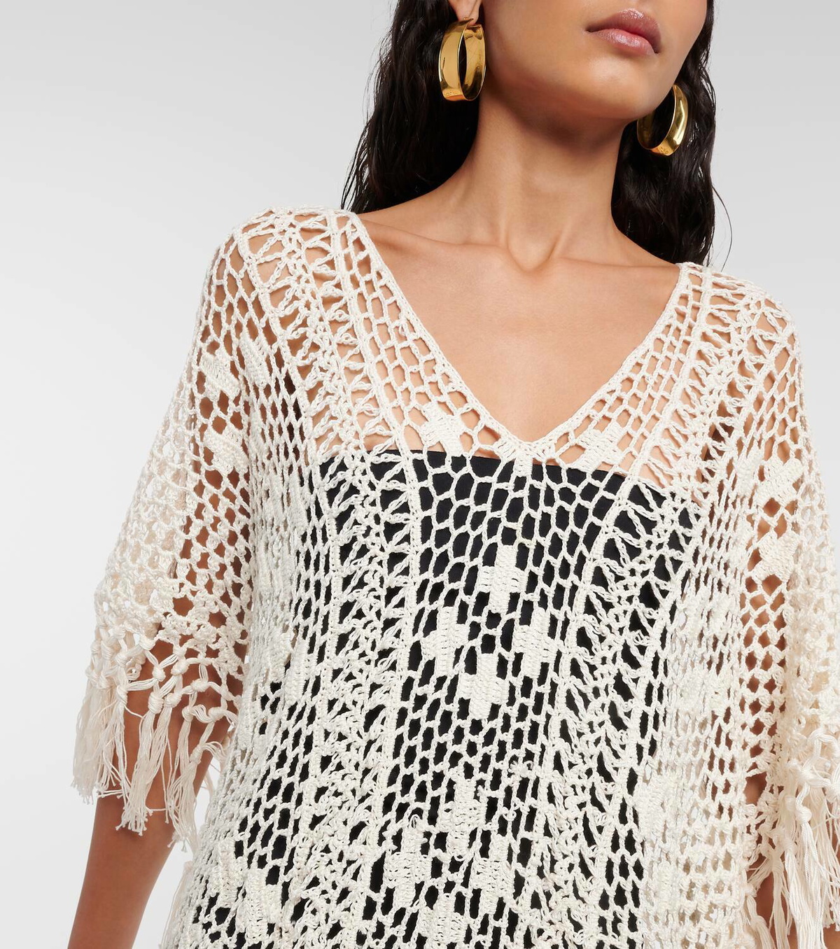 Anna Kosturova Fringe crochet beach cover-up