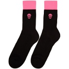 Alexander McQueen Black and Pink Stripe Skull Socks