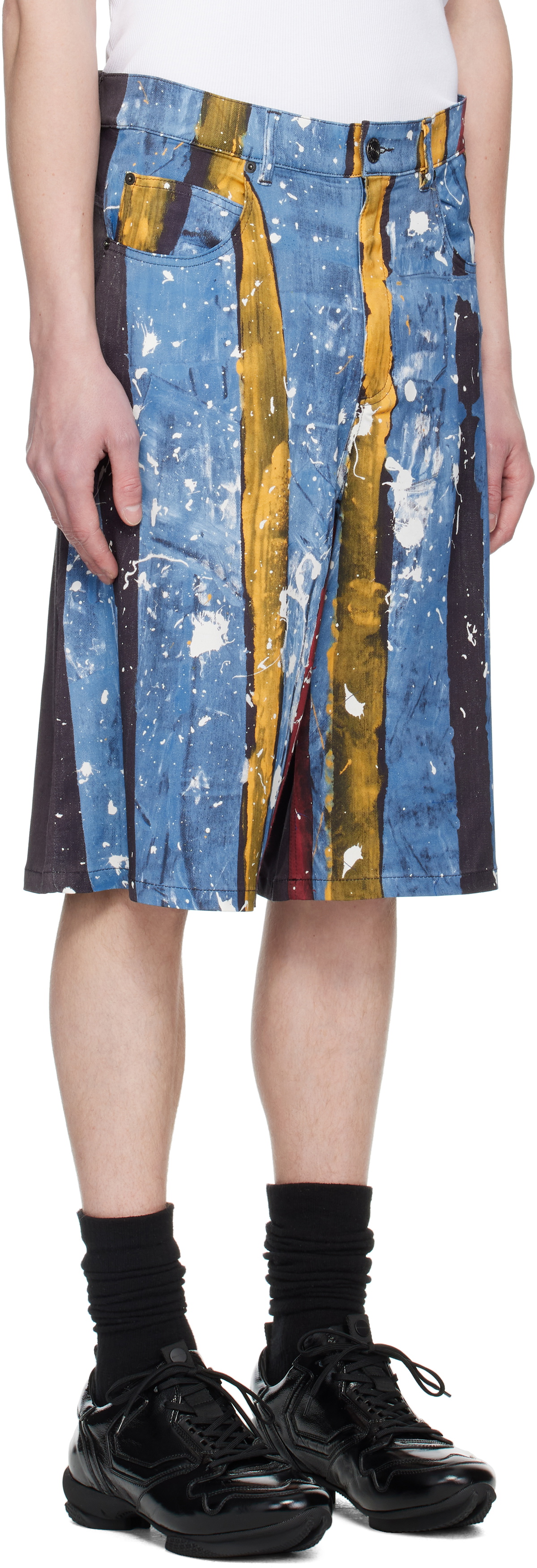 Charles Jeffrey LOVERBOY Navy & Blue Silky 'Denim' Shorts