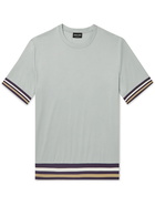 Giorgio Armani - Striped Cotton-Jersey T-Shirt - Gray