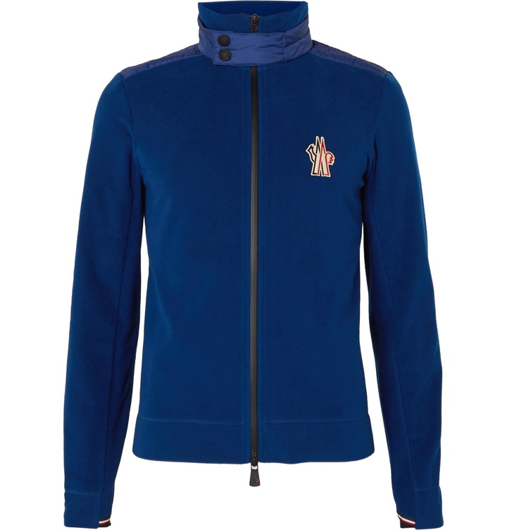 Photo: Moncler Grenoble - Logo-Appliquéd Shell-Trimmed Fleece Zip-Up Ski Base Layer - Blue