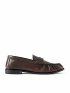 SAINT LAURENT - Le Loafer Monogram Logo-Appliquéd Full-Grain Leather Penny Loafers - Brown