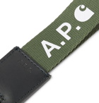 A.P.C. - Carhartt WIP Leather-Trimmed Logo-Print Webbing Key Fob - Green