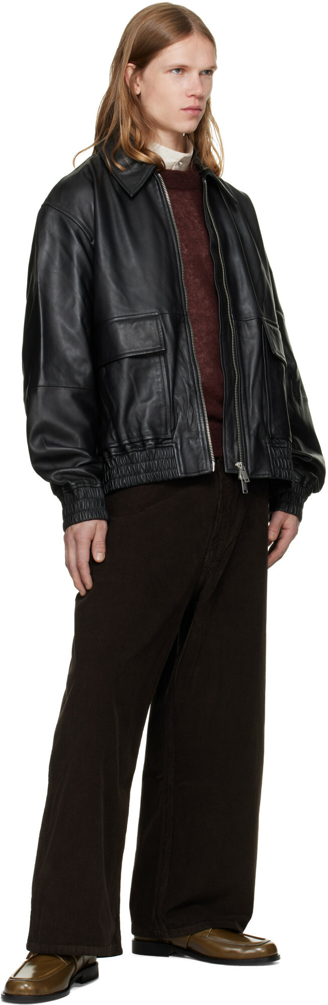 Studio Nicholson Black Piston Leather Jacket