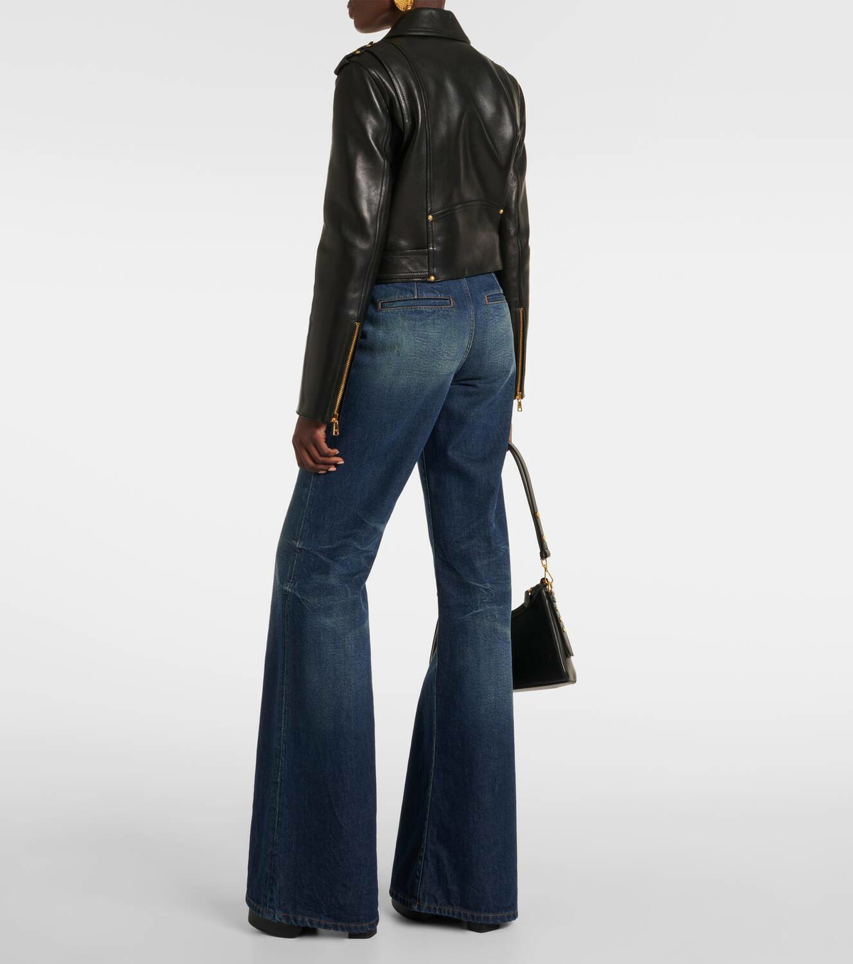 Balmain Cropped leather biker jacket