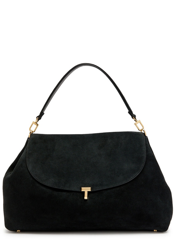 Photo: Toteme T-lock Suede top Handle bag - Black - One Size