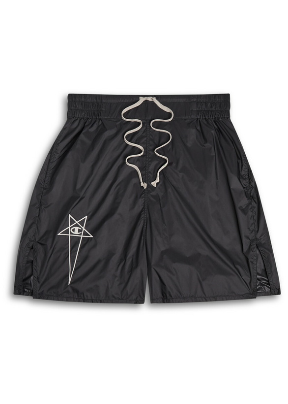 Photo: Rick Owens X Champion Logo-embroidered Shell Shorts Black