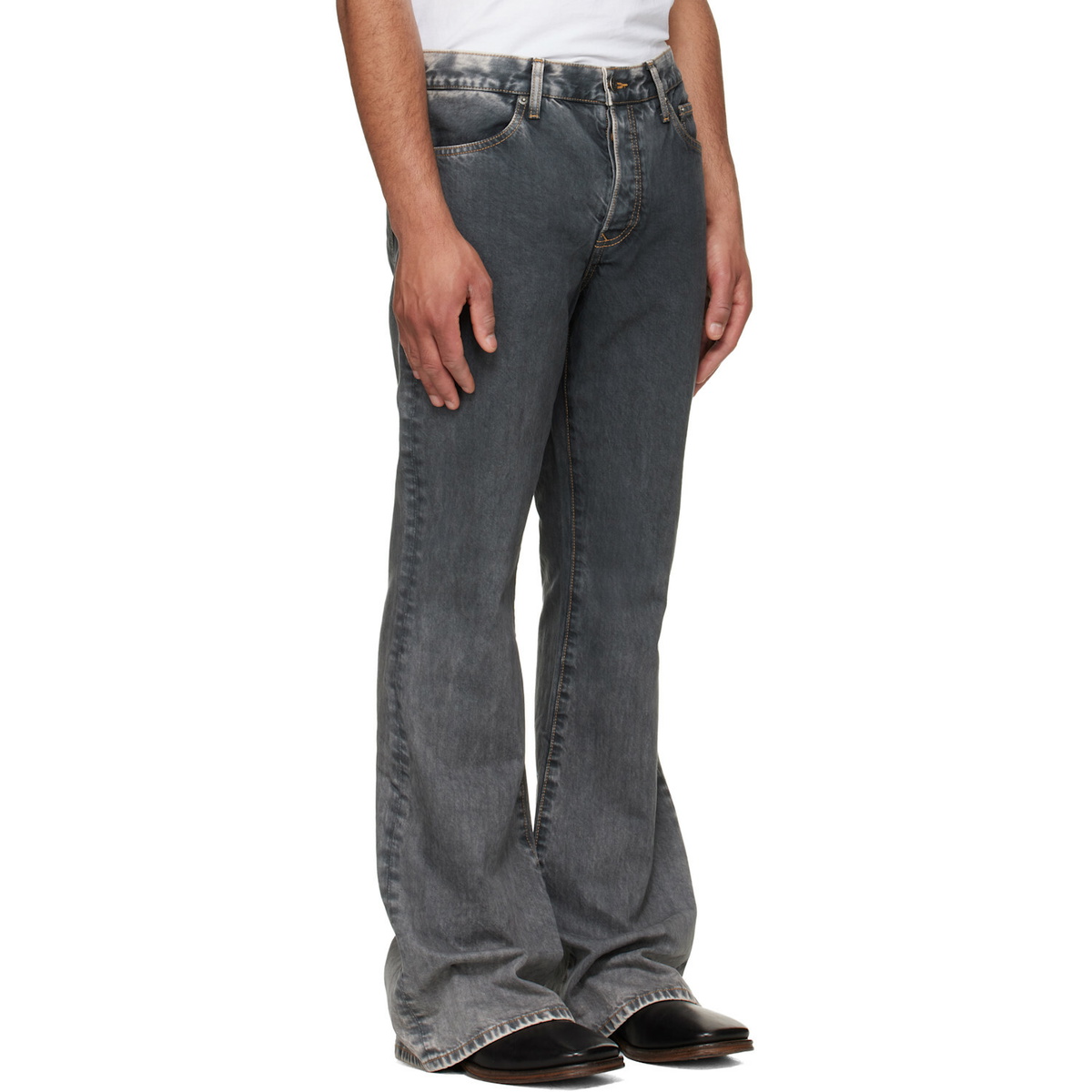 COÛT DE LA LIBERTÉ Black Jimmy Ecru Twill Flare Jeans