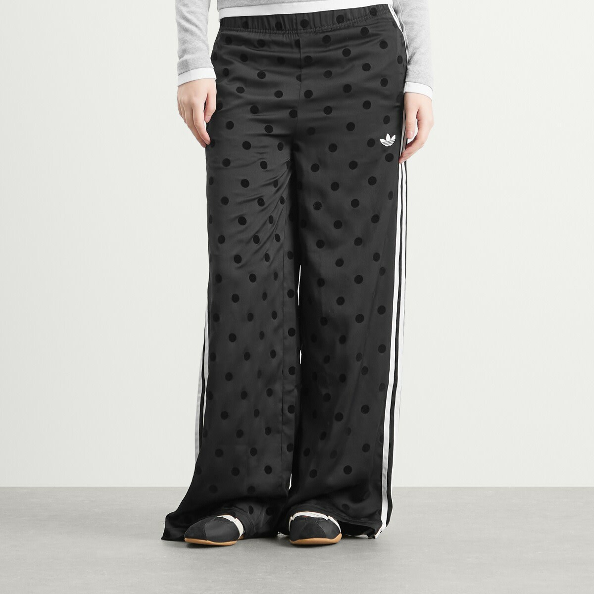 Adidas Women's Polka Dot Firebird Wide Trackpants in Black