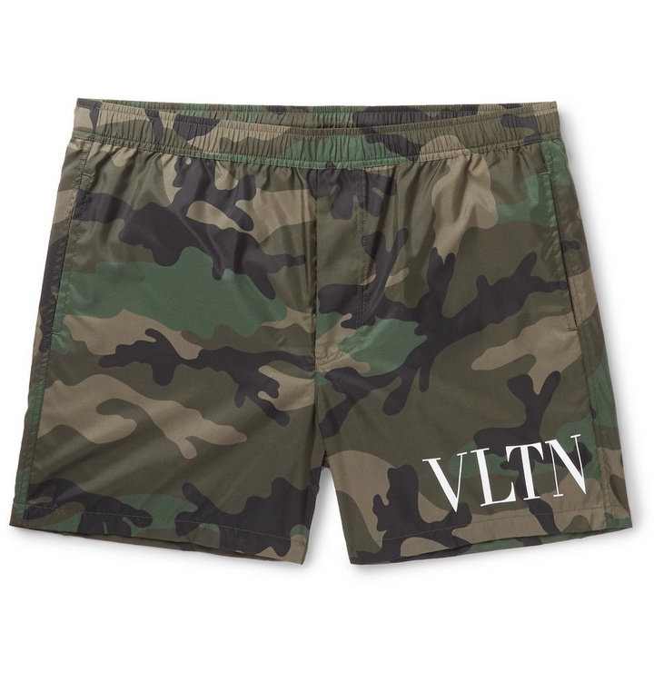 Photo: Valentino - Mid-Length Printed Swim Shorts - Green