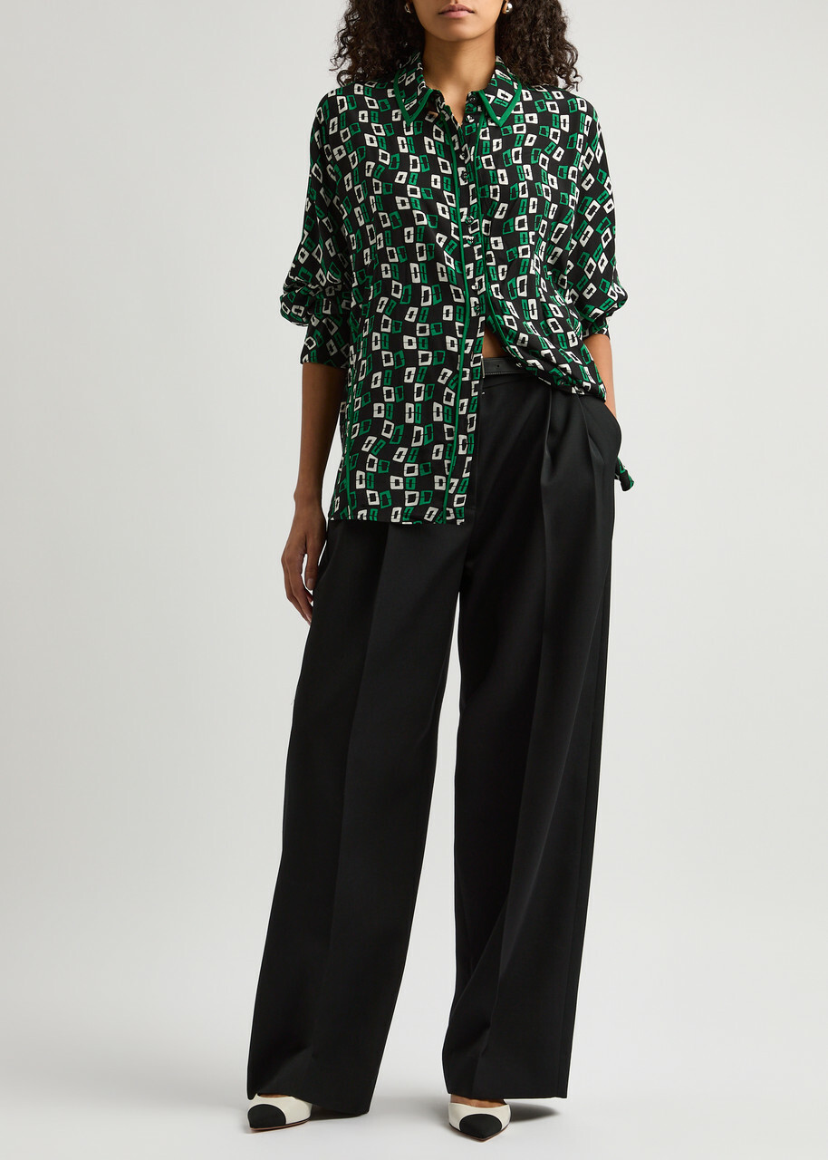 Diane Von Furstenberg Alona Printed Shirt Black