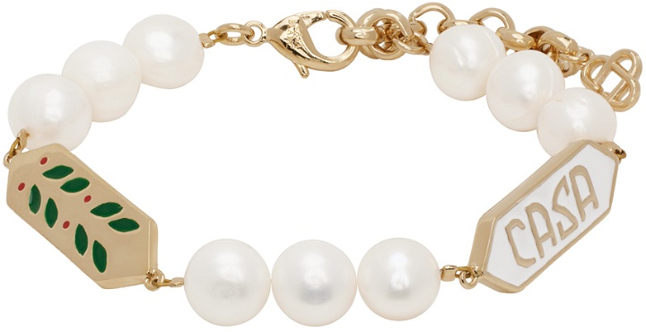 Photo: Casablanca Gold & White Laurel Pearl Bracelet