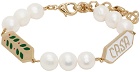 Casablanca Gold & White Laurel Pearl Bracelet