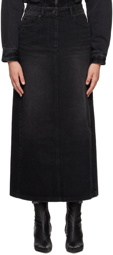 Juun.J Black Faded Denim Maxi Skirt