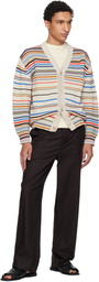 Paul Smith Beige 'Signature Stripe' Cotton-Blend Cardigan