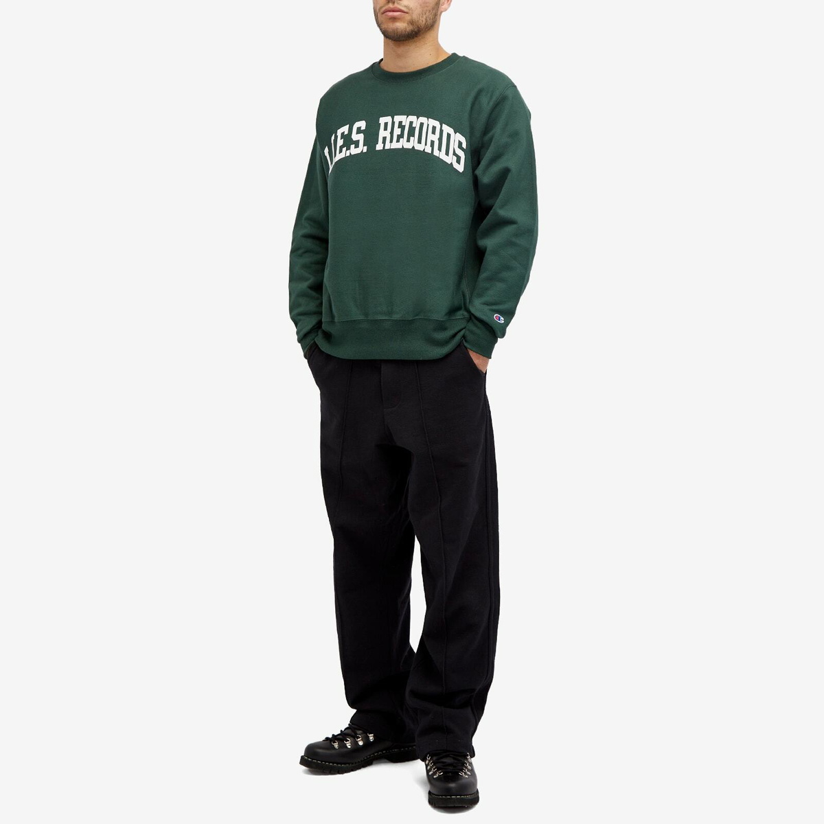 L.I.E.S. Records Men's Varsity Sweatshirt in Forest Green