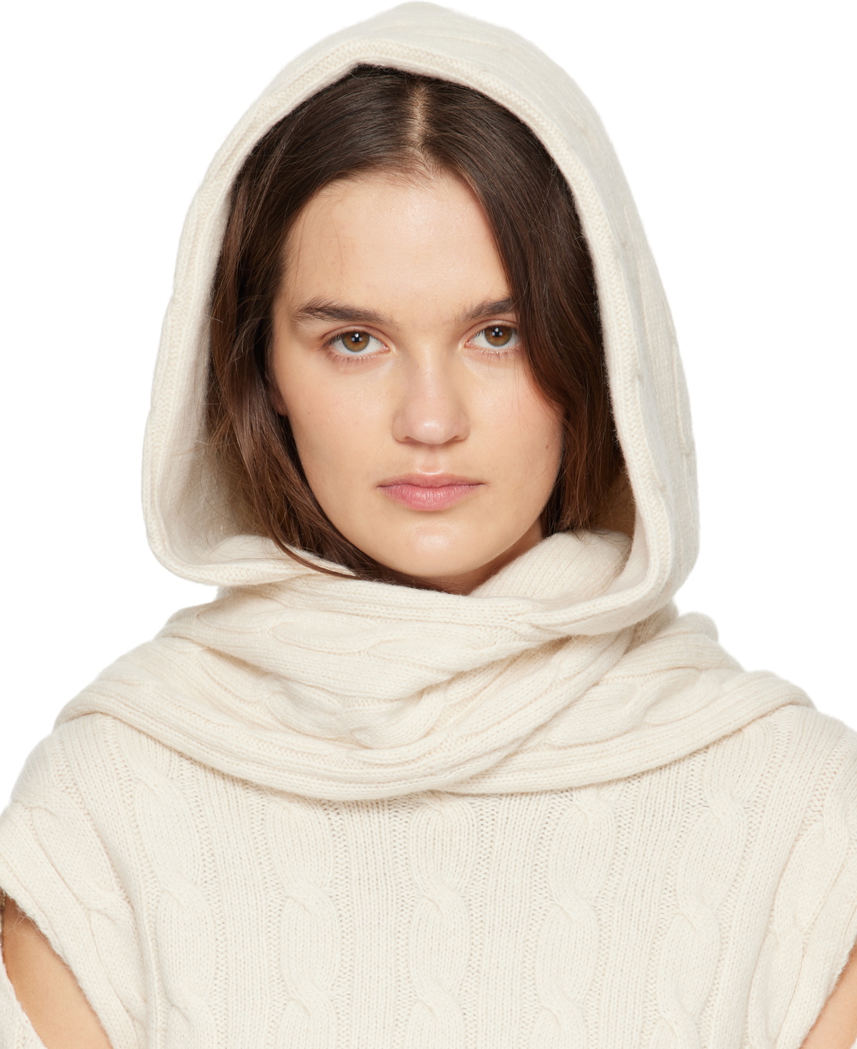 OPEN YY Off-White Hooded Scarf OPEN YY