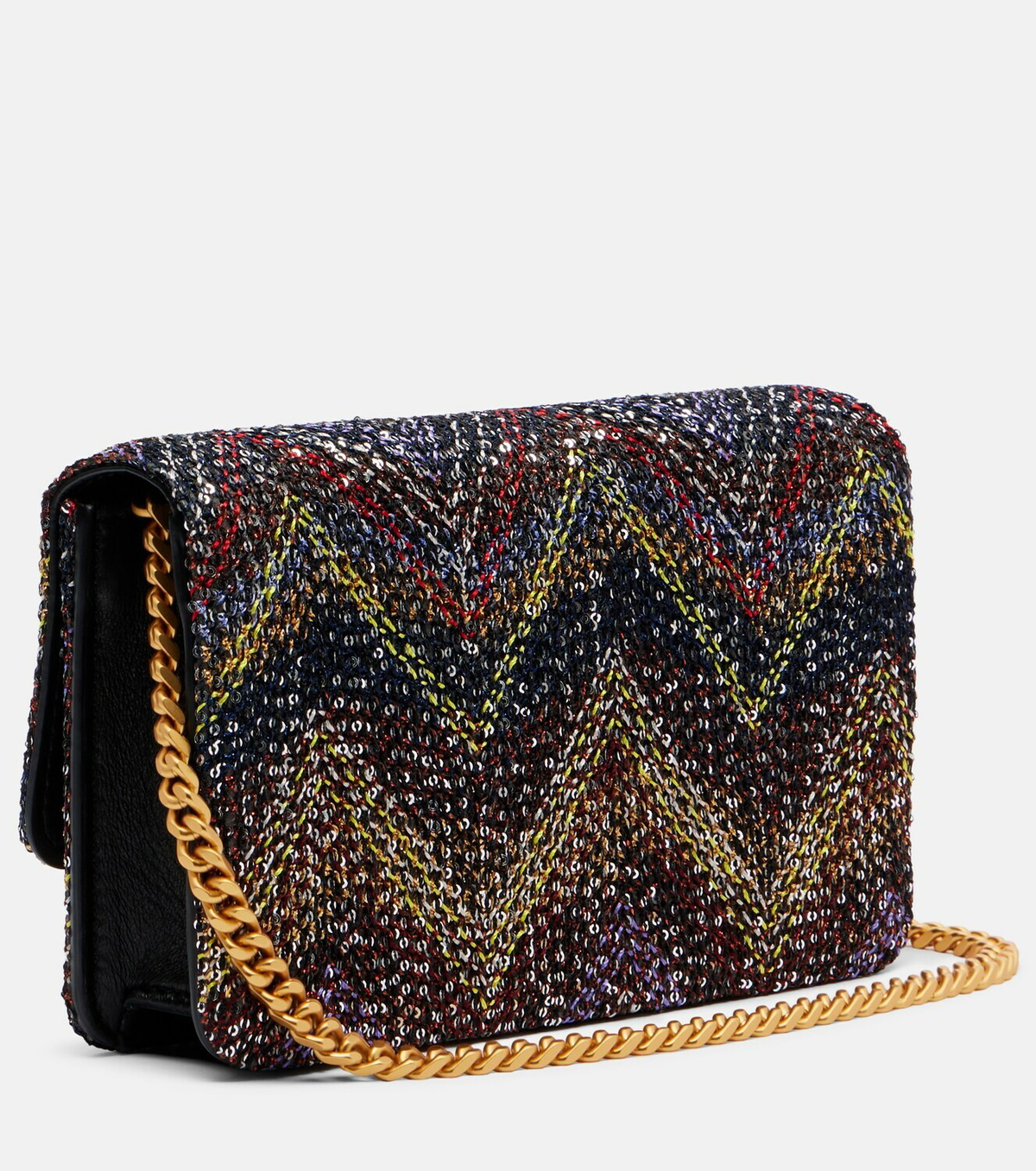 Missoni Caperdoni Small leather-trimmed sequined crossbody bag