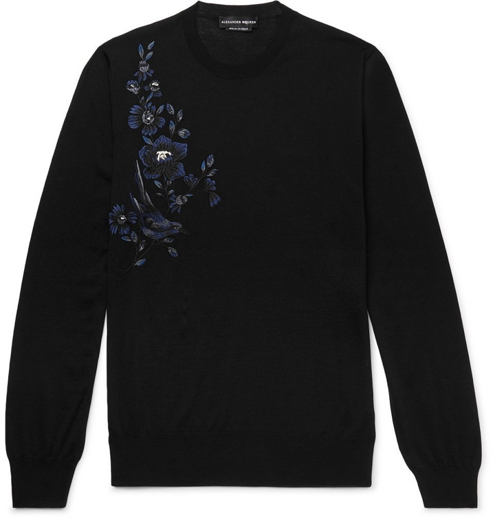 Photo: Alexander McQueen - Slim-Fit Embroidered Wool Sweater - Men - Black