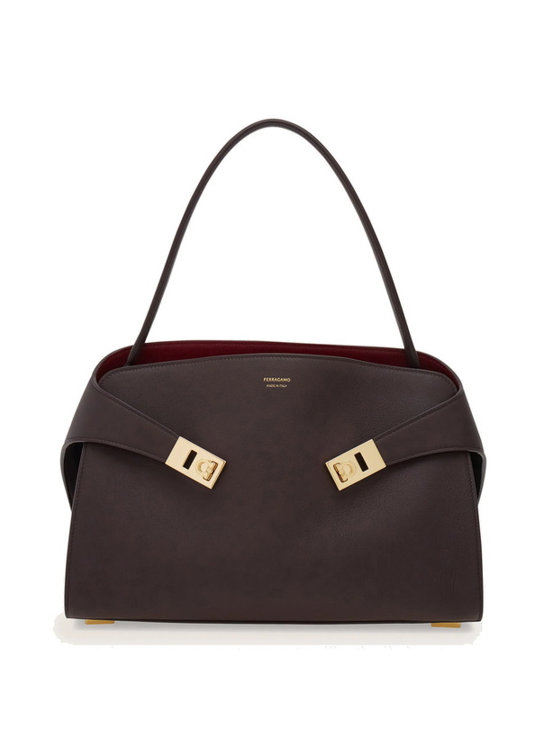 Photo: Ferragamo Womens Hug Soft bicolor shoulder bag (M) in Brown